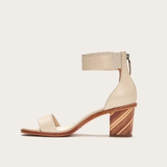 Frye Classic Cream Brielle Zip Block Ankle Heels - Picture 4 of 16